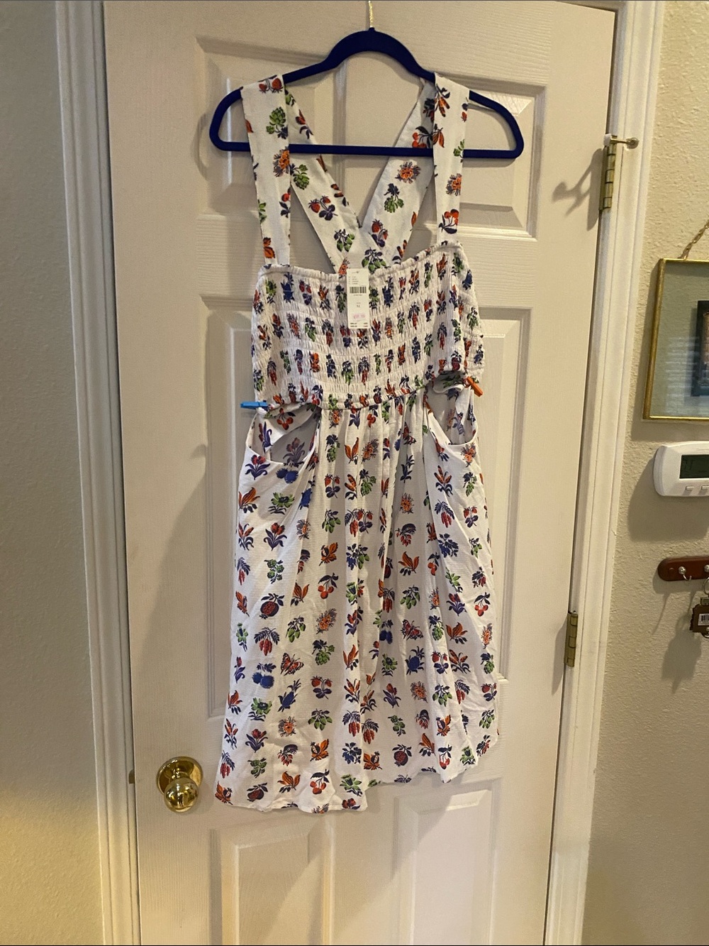 Anthropologie White Mini Dress with Multicolor Floral Print
